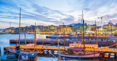 Oslo - The harbour of Oslo in the evening light