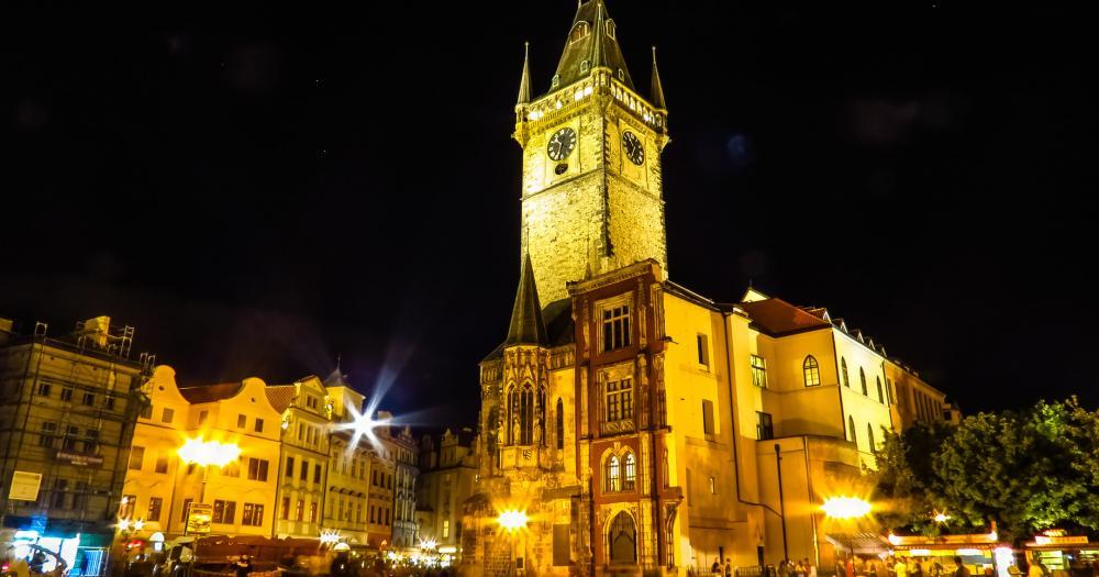 Prague - View of the Old Town Hall at night