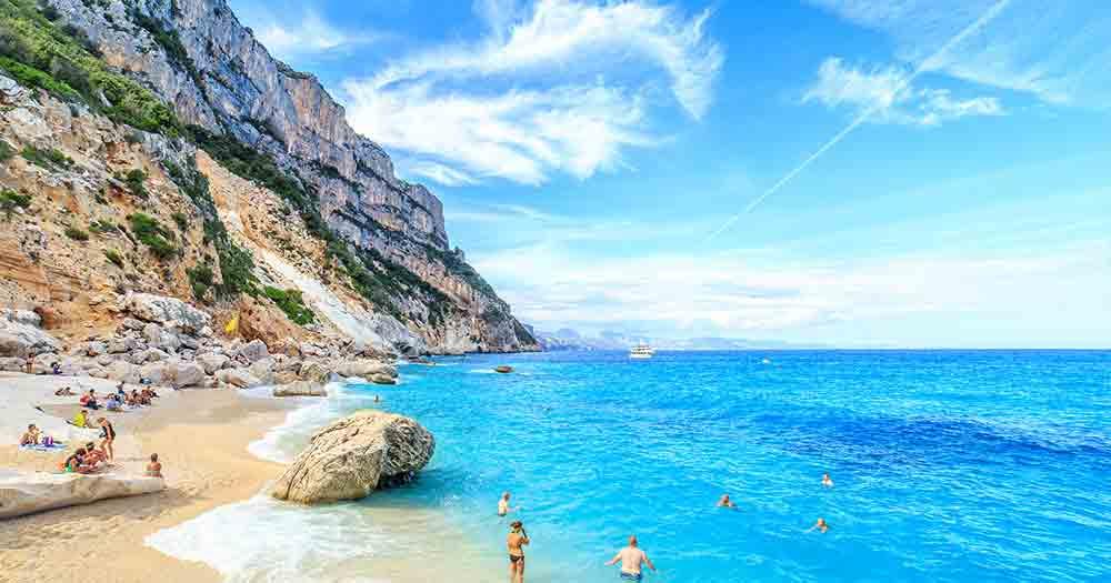 Sicily - sandy beach with blue sea